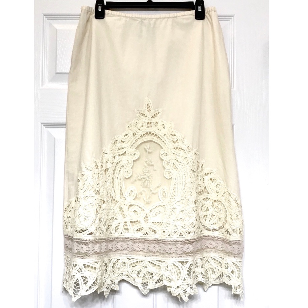 Soft Surroundings Midi Skirt with Lace Detail